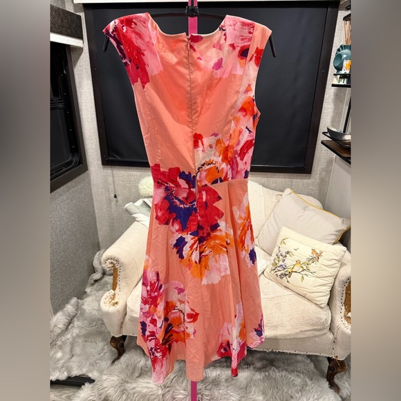 Calvin Klein Pink and Red Floral Midi Dress size 10 - Picture 4 of 9